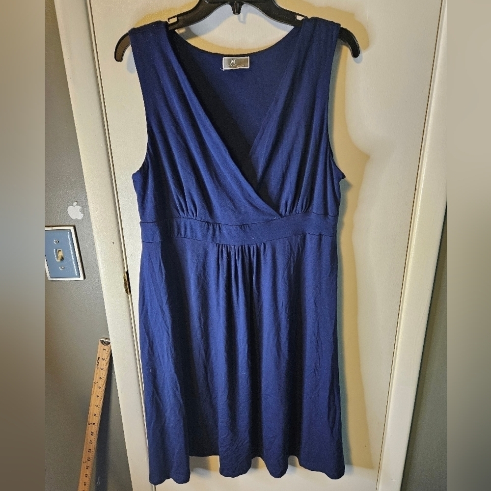 JM Collection Navy Blue Knee Length Dress Petite Size Large